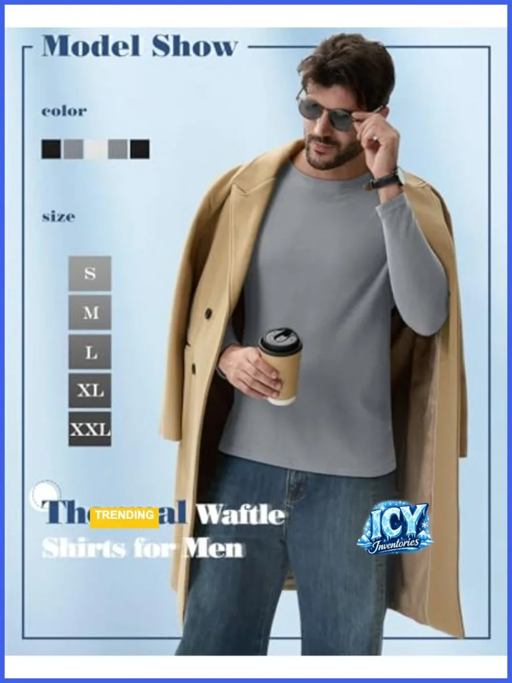 5 Pack Mens Thermal Waffle Shirts Long Sleeve Crew Neck Undershirts
